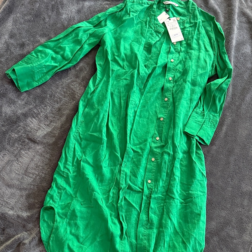 Zara Emerald Green Shirt Dress
